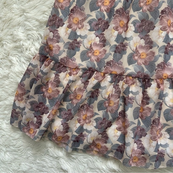 Aritzia Wilfred Dress Tempest Sleeveless Mini Smocked Tiered Chiffon Floral L - Picture 6 of 11